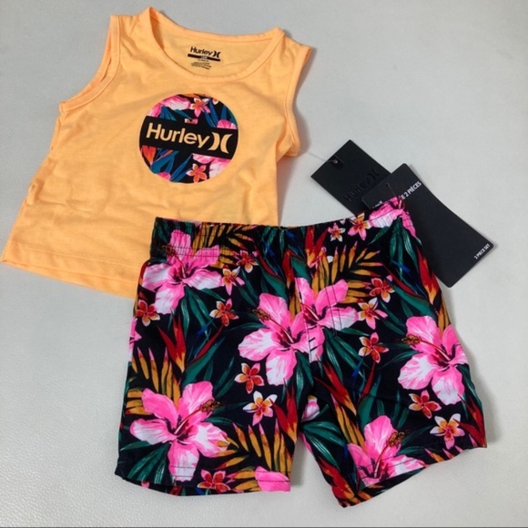 Hurley flower cute sleeveless shorts set - Picture 3 of 5